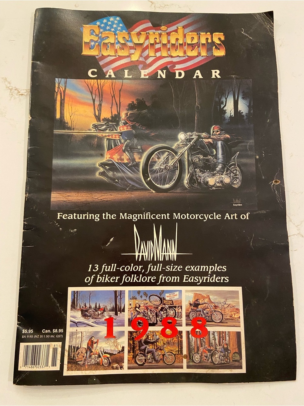 Easyriders 1988 David Mann Motorcycle Biker Wall Calendar RARE HTF 16 x 11 in.